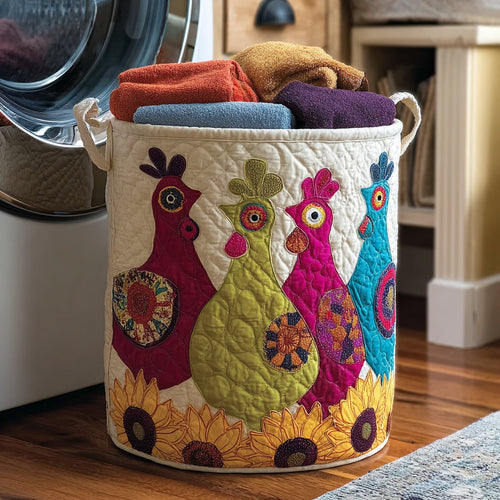 Abstract Chicken Quilted Laundry Basket NCU0HNH819