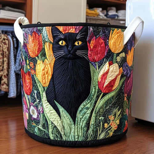 Adorable Purr Quilted Laundry Basket NCU0NNT2265