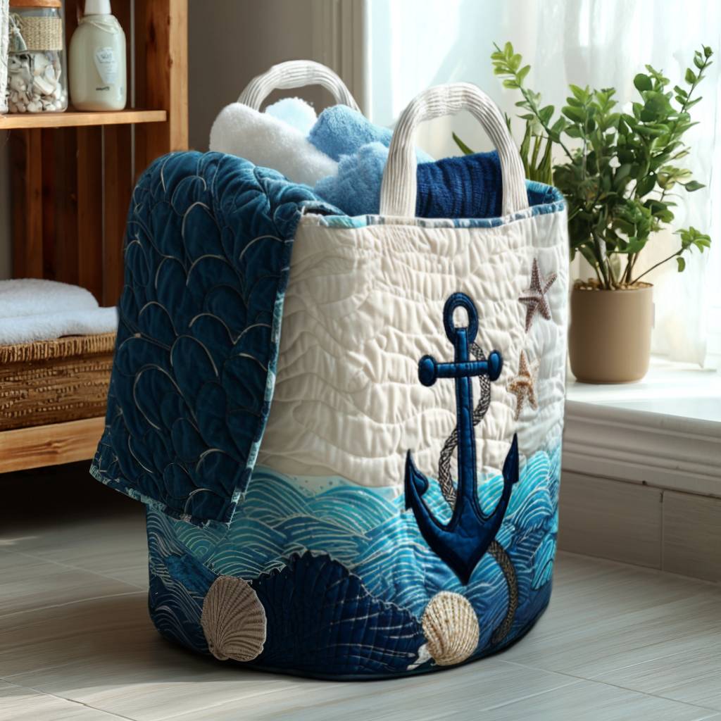 Anchor Away Quilted Laundry Basket NCU0PTT856