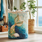 Aqua Mist Quilted Laundry Basket NCU0DV862