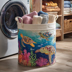 Aqua Turtle Haven Quilted Laundry Basket NCU0HNH220
