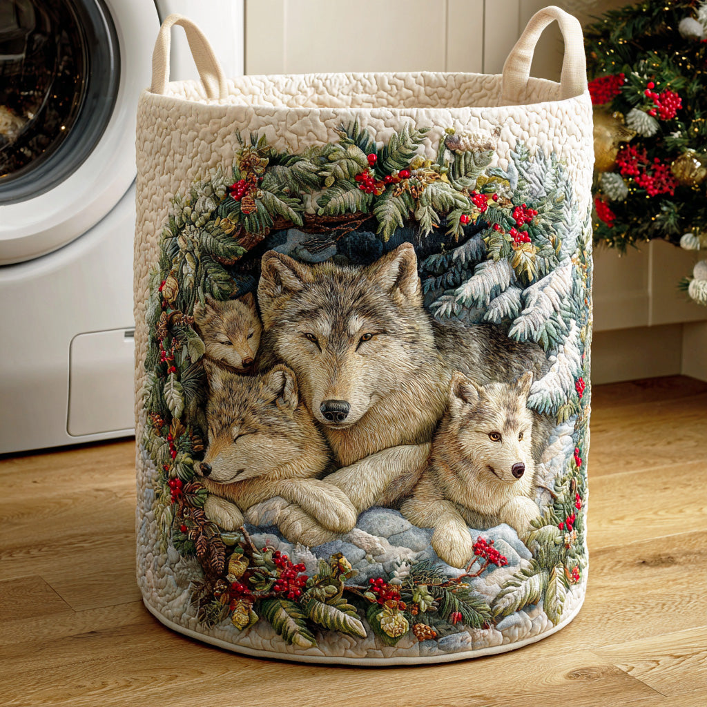 Arctic Wolf Heart Quilted Laundry Basket NCU0NTD1039