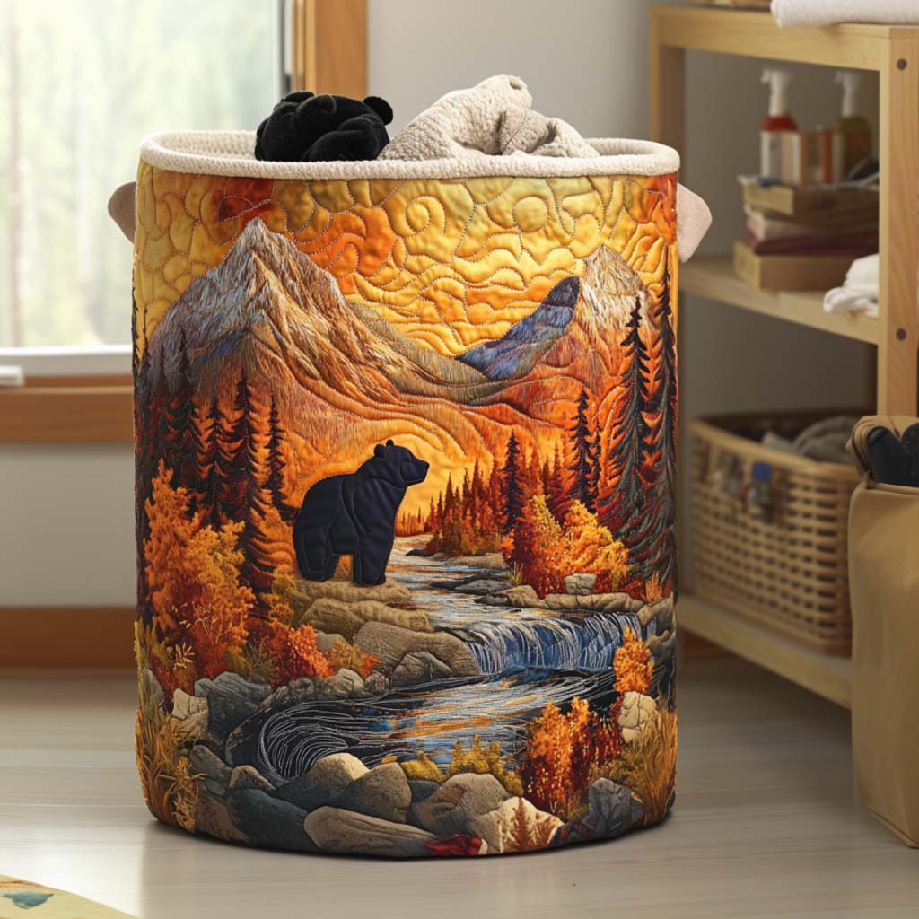 Autumn Bear Charm Quilted Laundry Basket NCU0NNT1205