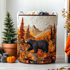Autumn Bear Charm Quilted Laundry Basket NCU0NNT1206