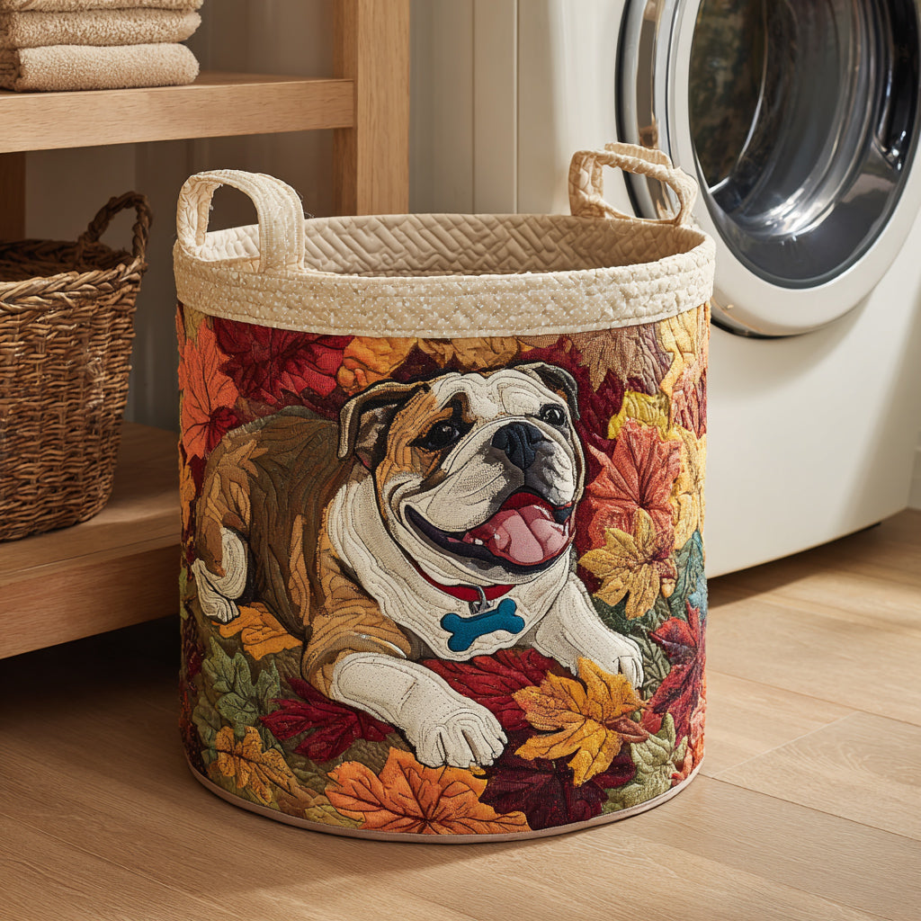 Autumn Bulldog Quilted Laundry Basket NCU0HNH017