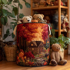 Autumn Cabin Pines Quilted Laundry Basket NCU0DV803