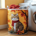 Autumn Cat Quilted Laundry Basket NCU0DDK611