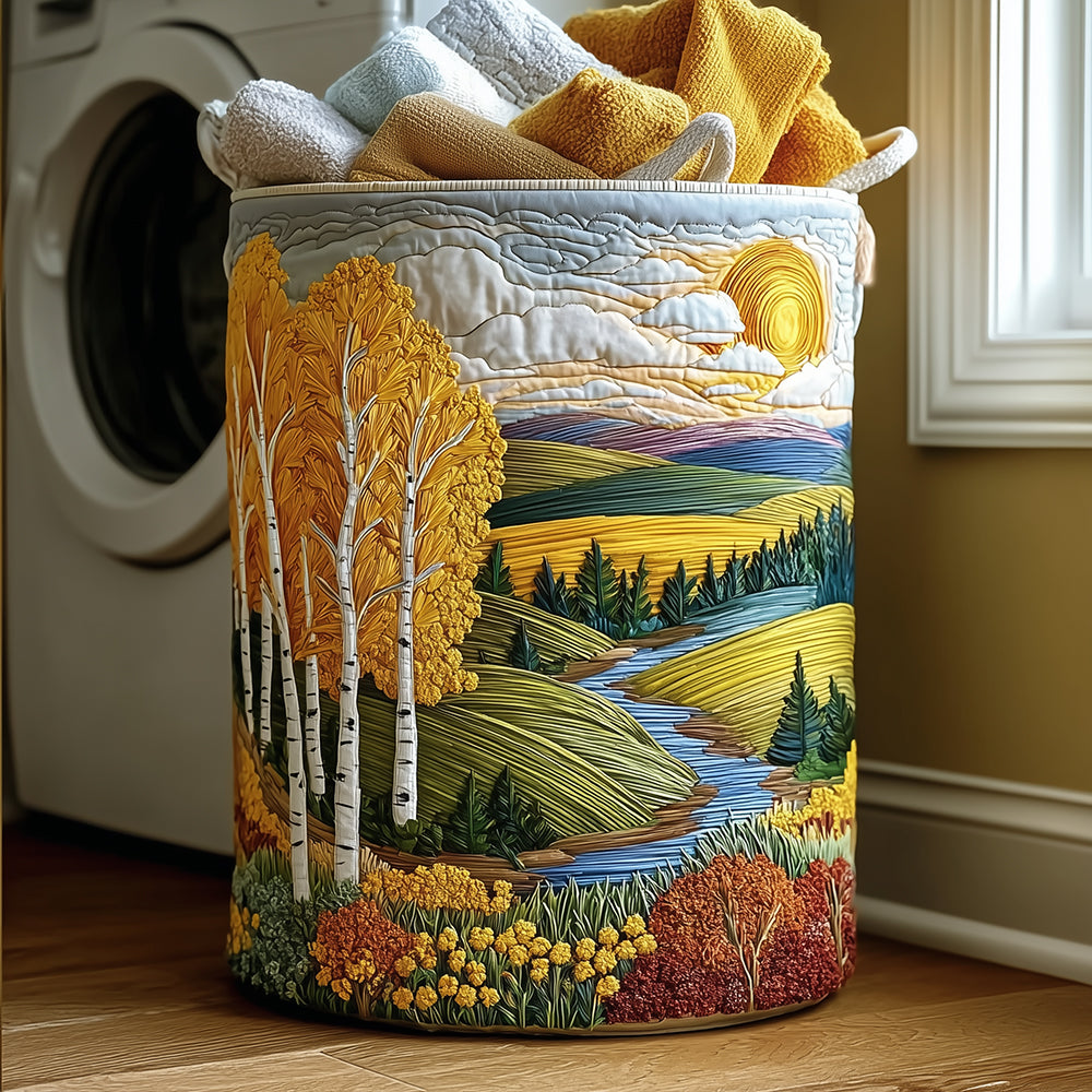 Autumn Fields Quilted Laundry Basket NCU0TH2982