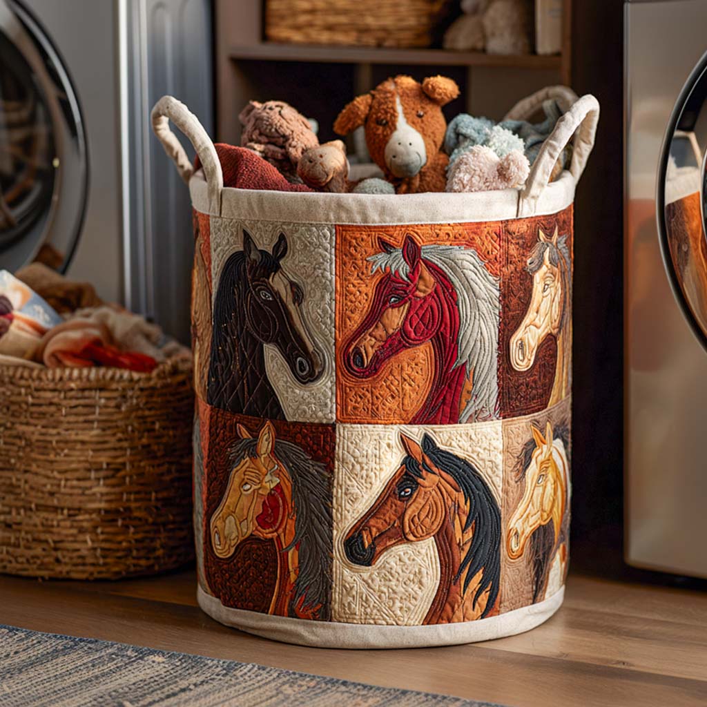 Autumn Gallop Quilted Laundry Basket NCU0NNT1142