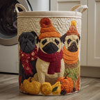 Autumn Pug Crew Quilted Laundry Basket NCU0HNH066