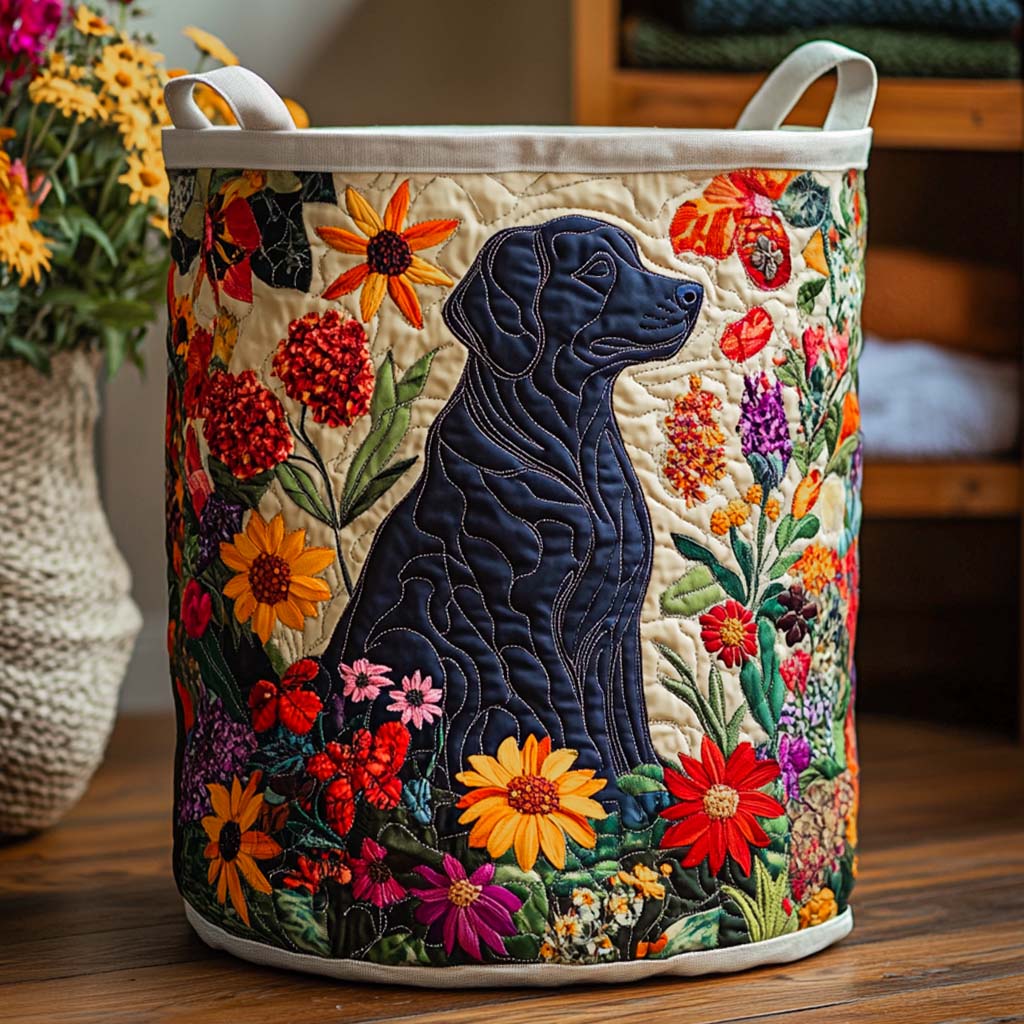Autumn Pup Quilted Laundry Basket NCU0NXD719