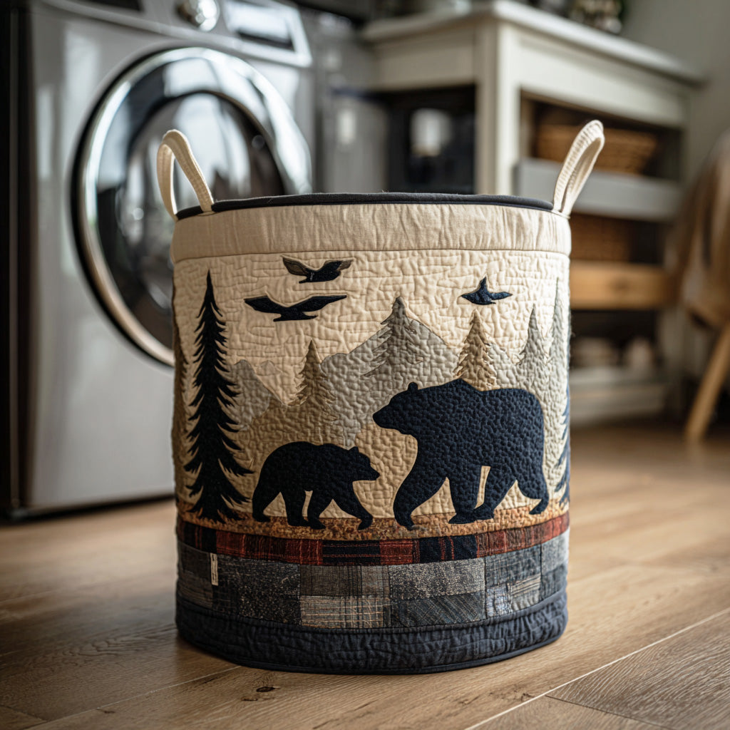 Backwoods Bear Quilted Laundry Basket NCU0NTD1191