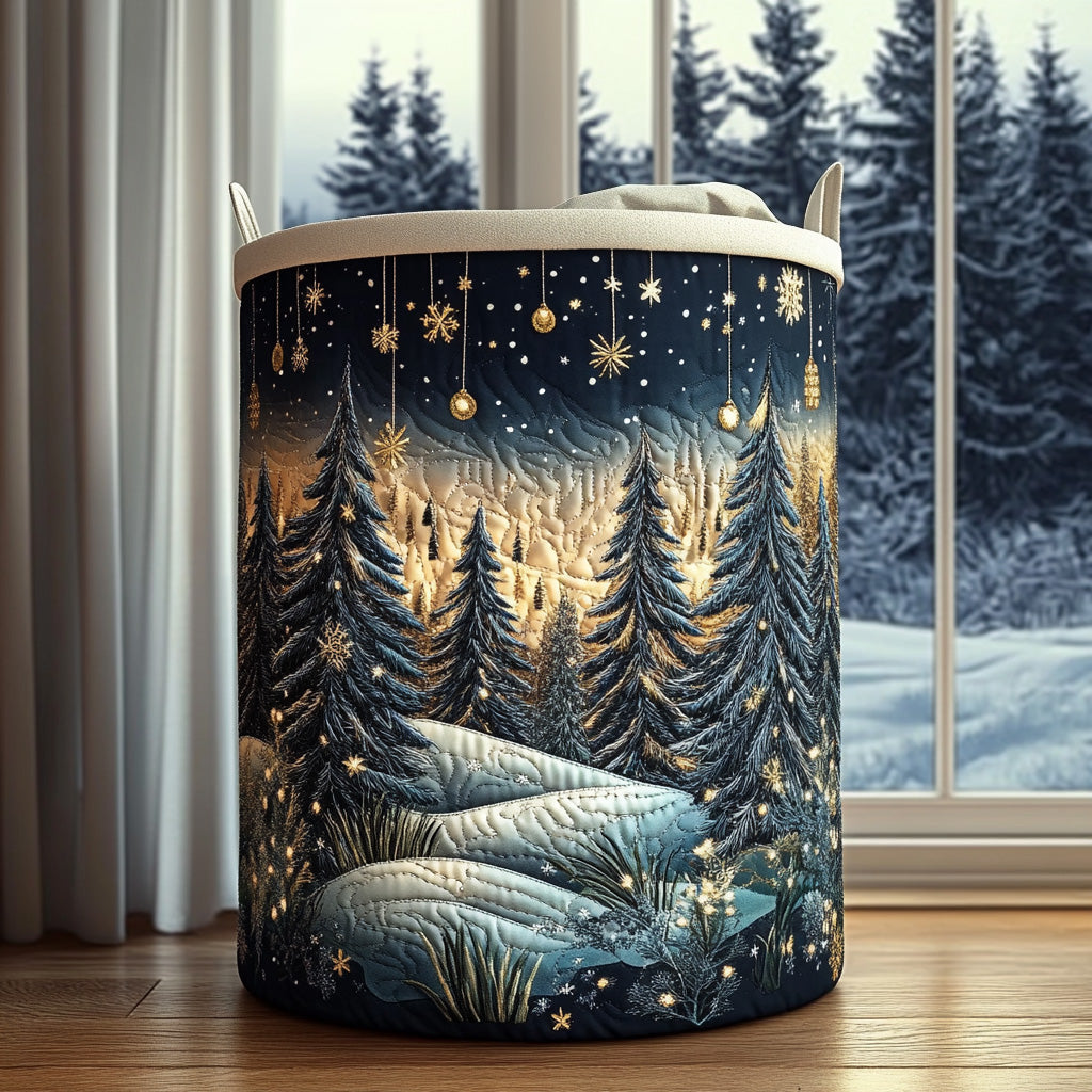 Winter Pines Quilted Laundry Basket NCU0PVL714